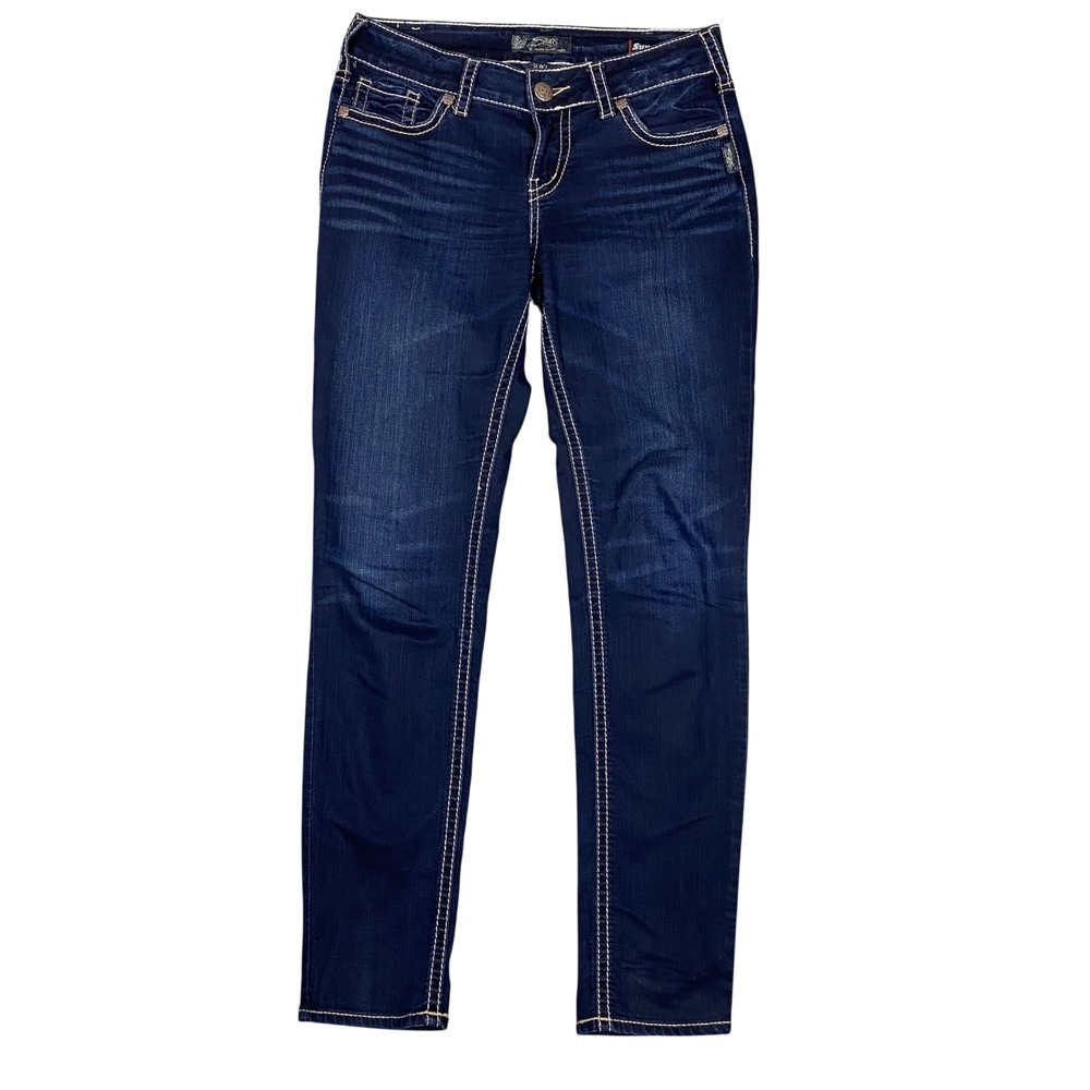 Silver Jeans Suki Mid Skinny Super Stretch Jeans Women 30 Dark Wash Blue